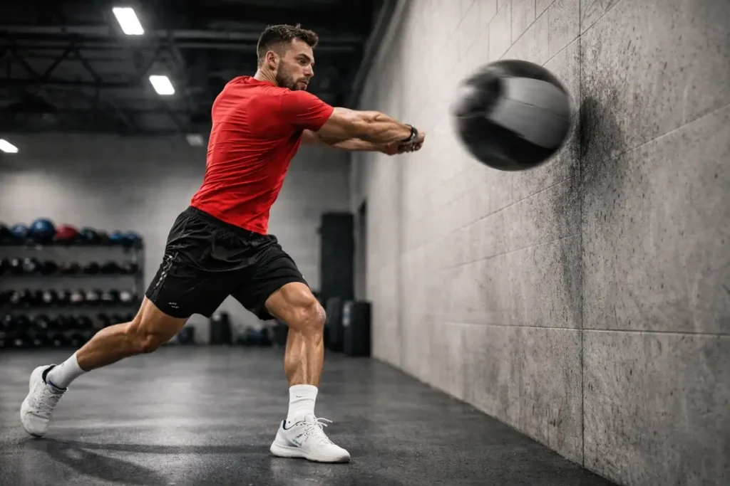 exercice medecine ball tir handball puissance